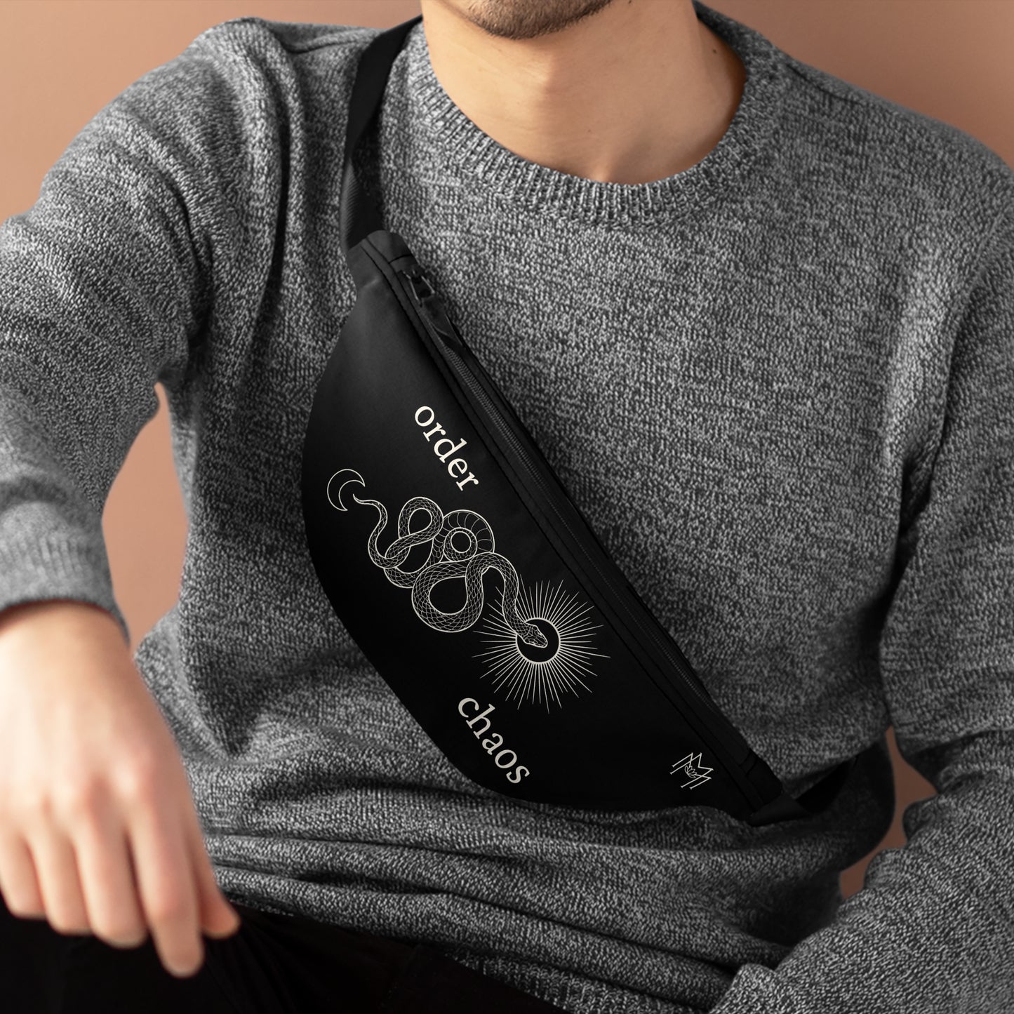Chaos into Order Snake Black Fanny Pack