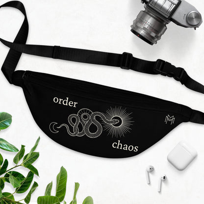 Chaos into Order Snake Black Fanny Pack