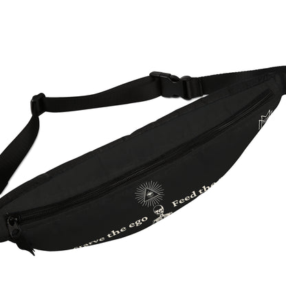 Starve the Ego Meditating Skeleton Black Fanny Pack