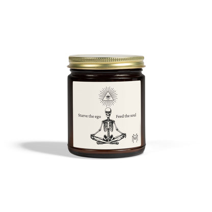 Starve the Ego Meditating Skeleton Candle — Eco Coconut Apricot Wax (9oz)