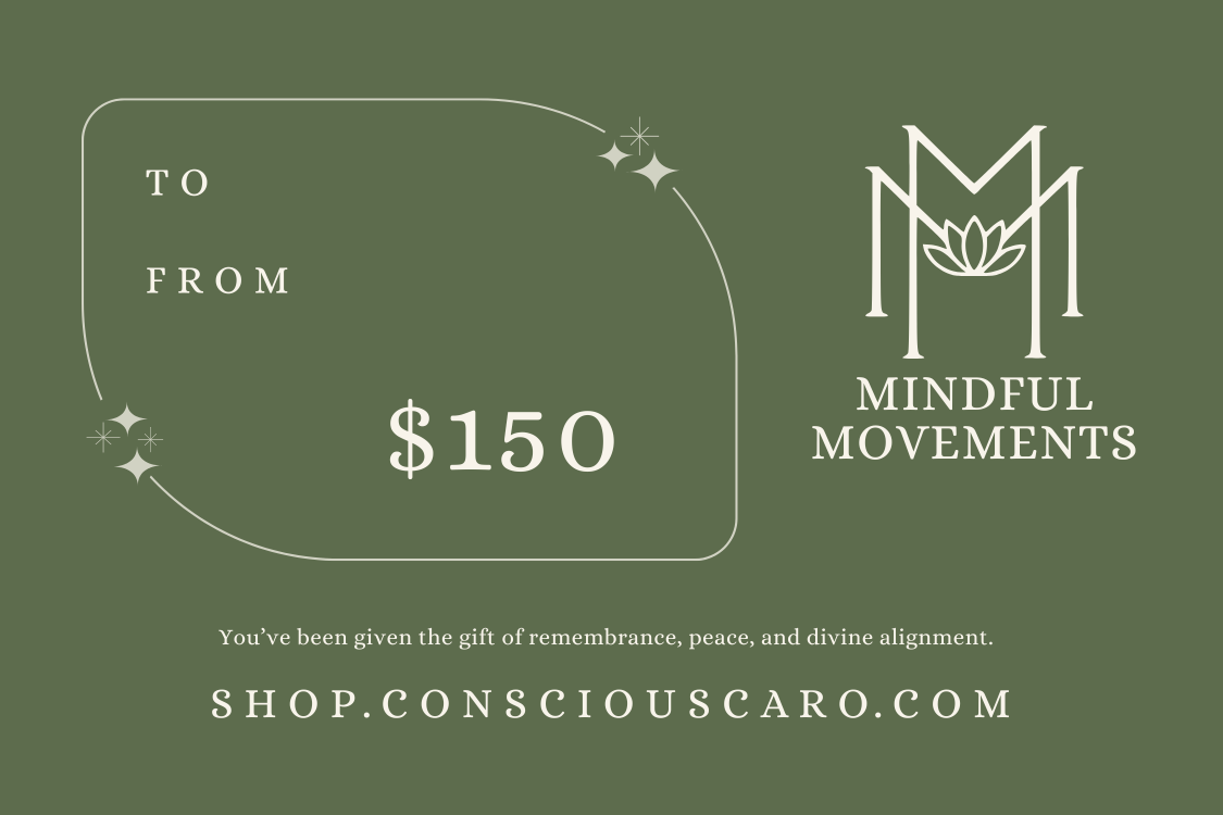 Gift card from Mindful Movements with a green background